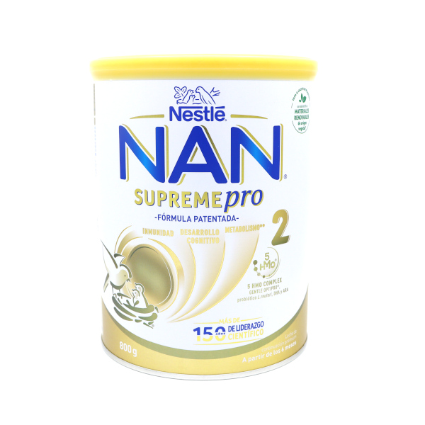 Nan Supreme Pro 2 800 g  Aceite de pescado, Proteina hidrolizada, Aceite  de palma